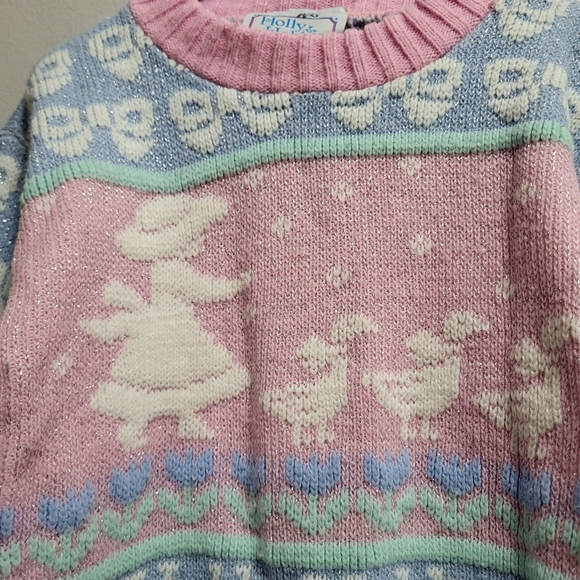 Hollie Hobby Vintage 80s Rare Kids Toddler Knit Pastel Sweater - Picture 4 of 8
